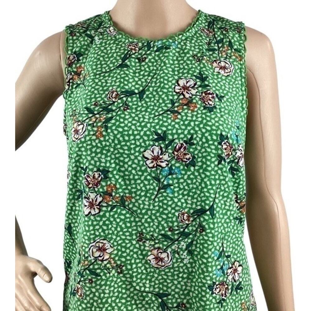 Daniel Rainn Green Floral Sleeveless Pullover Top Keyhole Back Sz S Batik Print